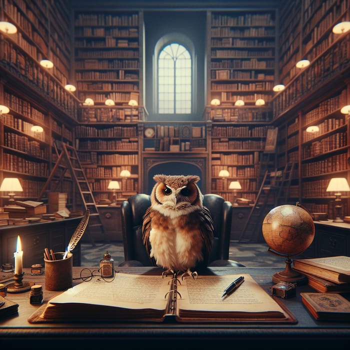 Enchanted Owl in Professor's Office Video - Academic Elegance