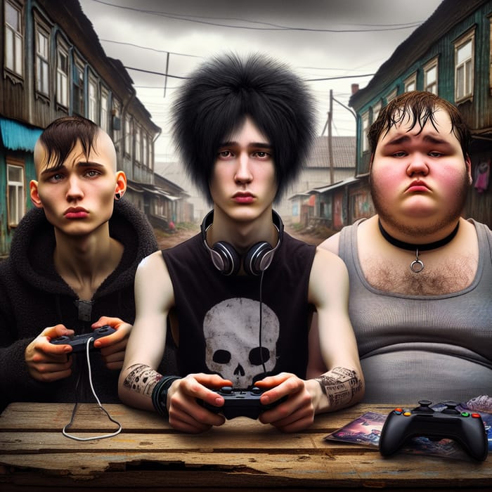 Russian Teenage Boys, Diverse Personalities in Sad Summer Town