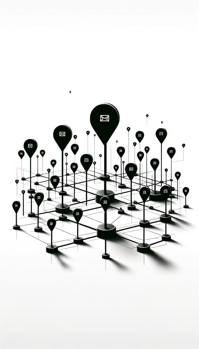 Minimalist Black and White Illustration of a Post Network