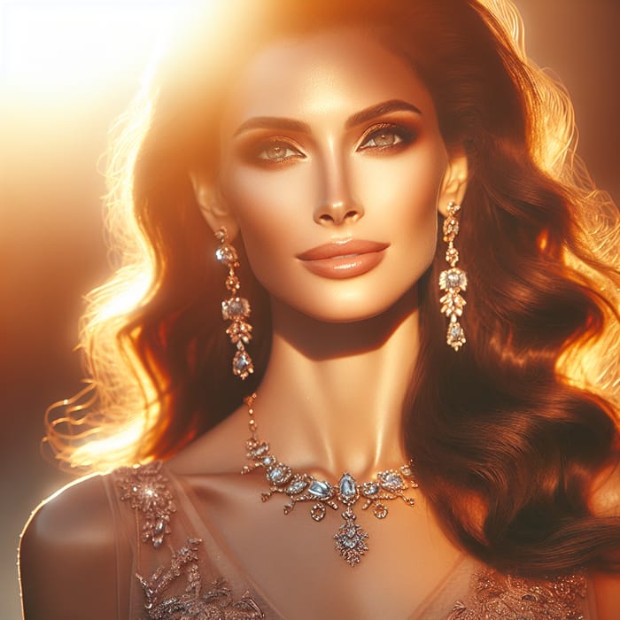 Enhancing Beauty: Elegant Woman Glistening in Sunlight
