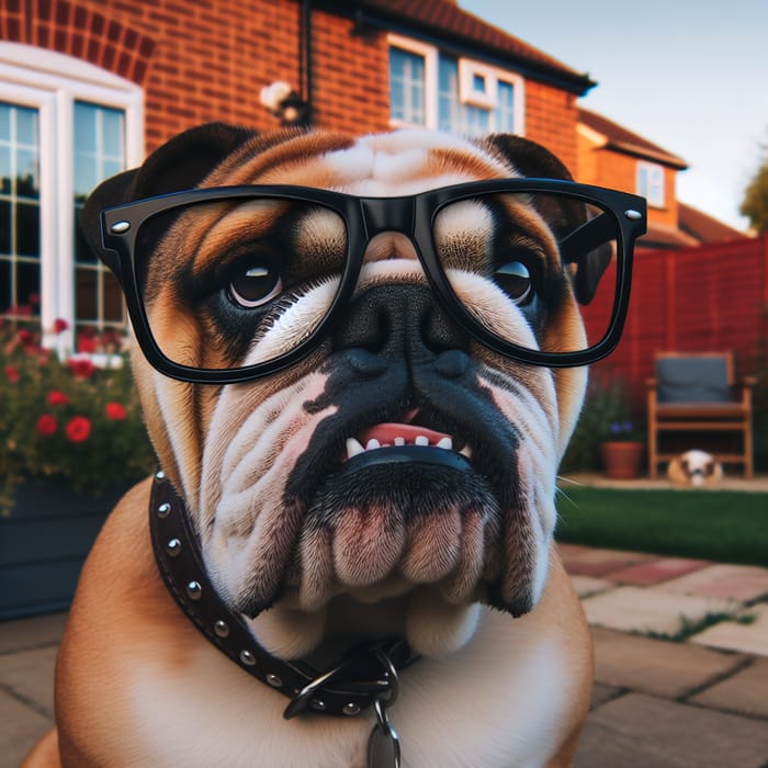 Bulldog with Blue Glasses - Cute Pet Fashion