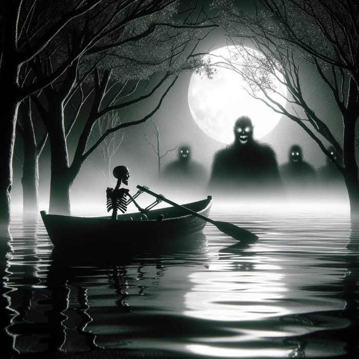 Spooky Skeleton Boat Encounter at Lake Shaa