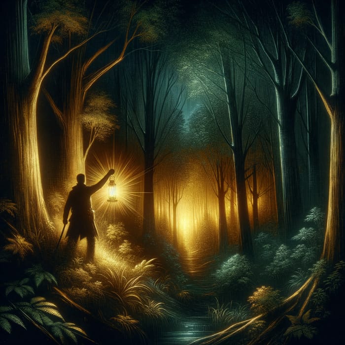 Ignite the Dark: Enchanted Midnight Forest Exploration