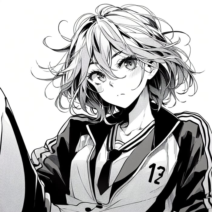 Anime Style Manga High School Girl | Sporty Tomboy with Messy Hair