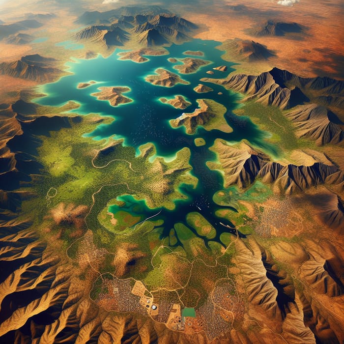 Aerial View of African Water Oasis