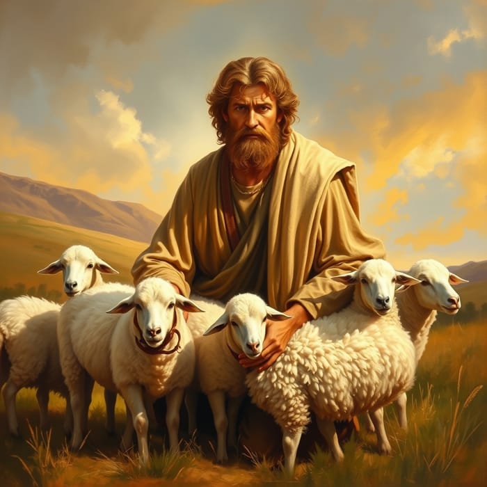King David: Shepherd in Pastoral Bliss | AI Art Generator | Easy-Peasy.AI