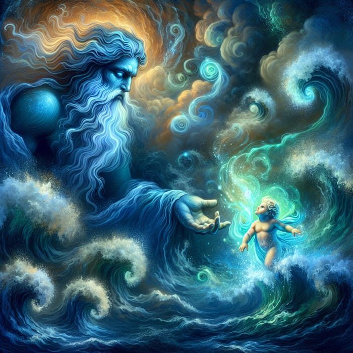 Sea Deity Giving Birth to Nereus: A Powerful Depiction