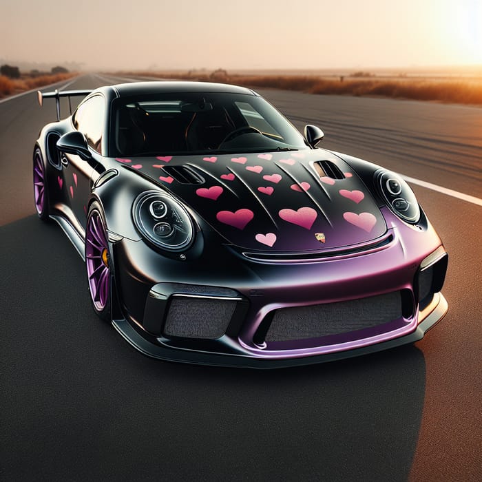 Sleek Black & Purple Porsche 911 GT3 RS with Hearts