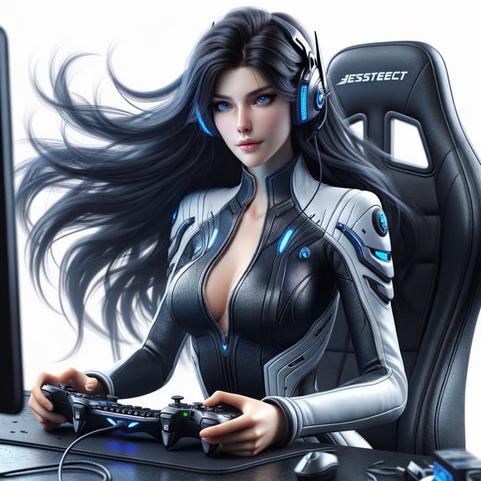 Realistic Female Starcraft Player Full-Body Portrait