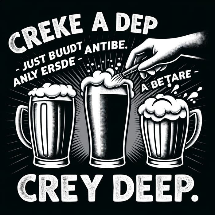 Funny Image with White Text on Black Background, Beer Theme