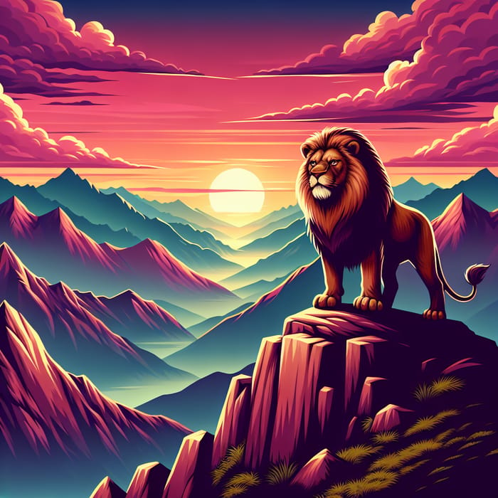 Lion on Mountain - Stunning Wildlife Image