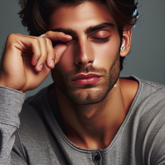 Attractive Man Folding Eyelid - Captivating Eye Gesture