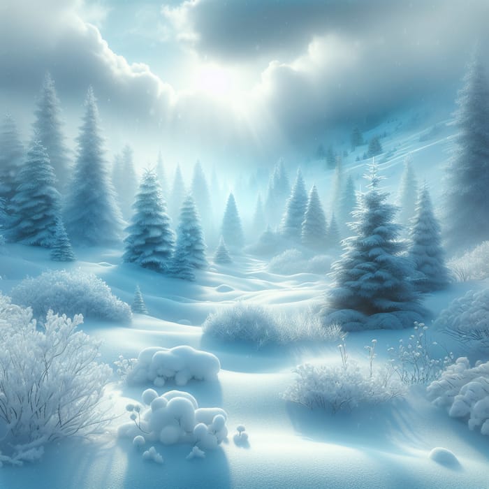 Serene Winter Landscape with Falling Snow