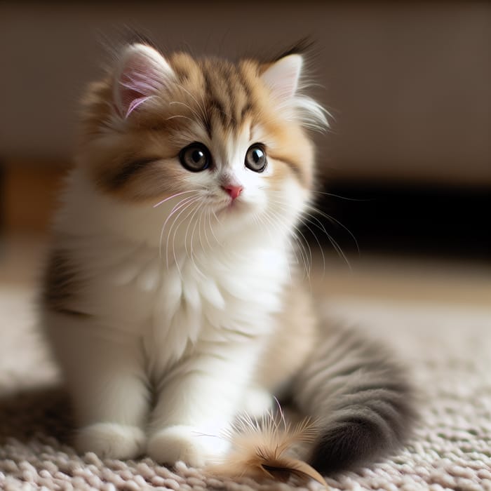 Cute Kitten on Soft Rug | Playful and Curious