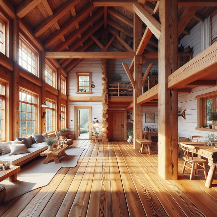 Cozy White Timber House Interior | Rustic Decor & Beams