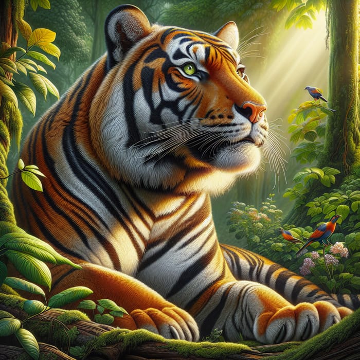 Majestic Tiger in Vibrant Jungle | Wildlife Portrait