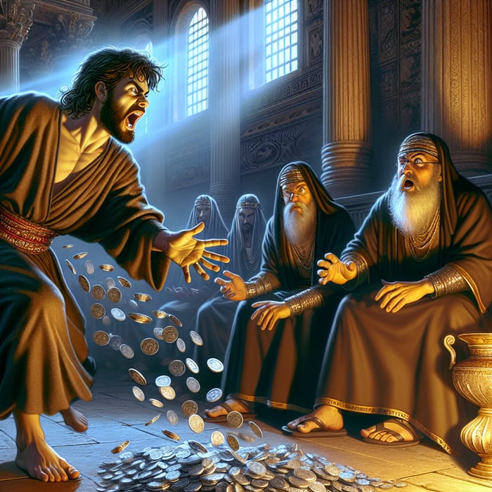 Judas Throws 30 Pieces of Silver in Ancient Israel