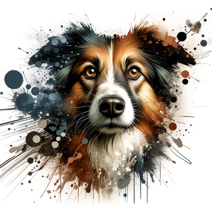 Captivating Wildlife Dog Portrait in Watercolor and Ink
