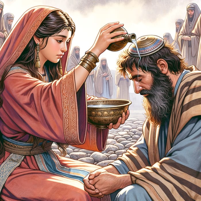 Ancient Israel Woman Pours Oil on Jesus Head