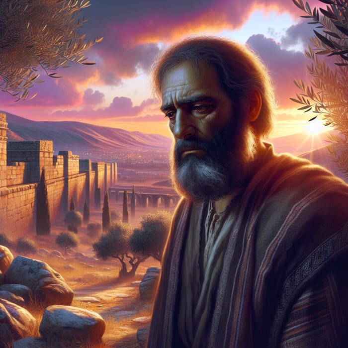 Ancient Israel: Dawn Scene with Judas Regrets Betrayal