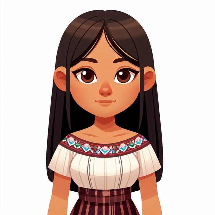 Maya Girl from Guatemala: Black Hair, Brown Skin, Petite Waist
