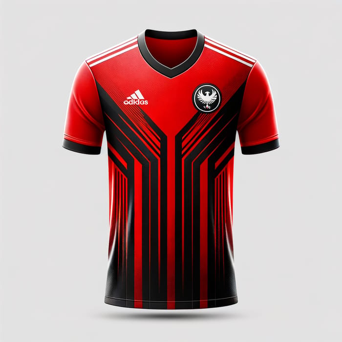 Bright Red and Black Soccer Jersey Design