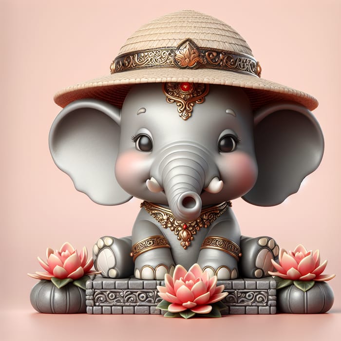 Elegant Elephant Sitting with a Hat