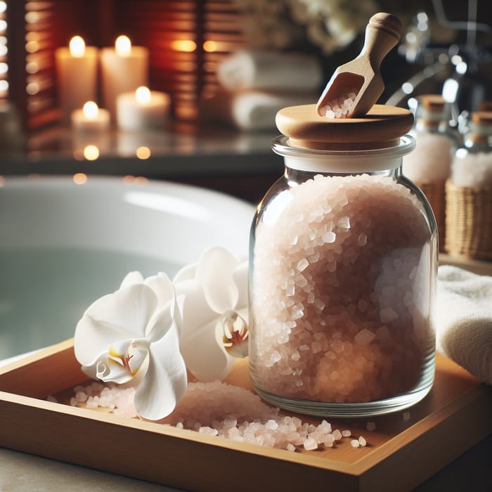Dead Sea Bath Salts in Elegant Glass Jar
