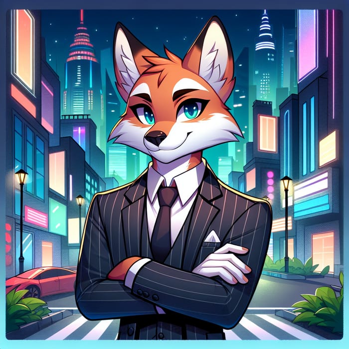 Sleek Fox in Business Suit - Charismatic 2D Anime Character