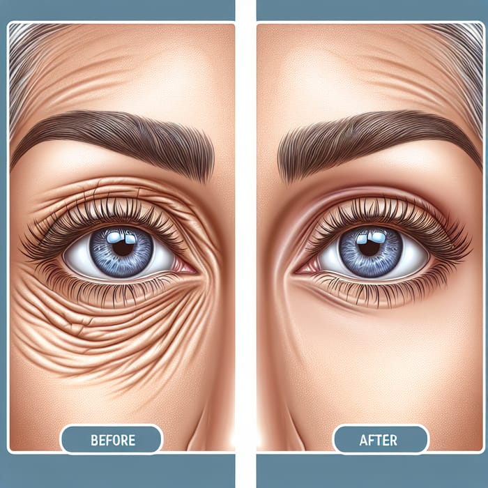 Plasma Pen Eyelid Treatment Illustration: Before and After Images