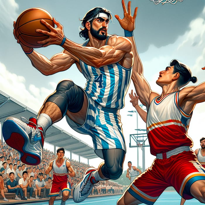 Action-Packed Basketball Match: Air Pass Play