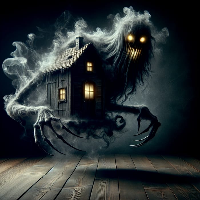 Terrifying House Demon: Mysterious Specter with Glowing Eyes