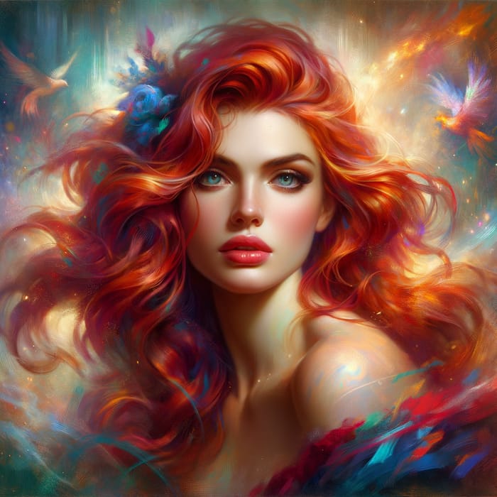 Triss Merigold Portrait: Fiery Red Hair and Intense Gaze | Fantasy Art