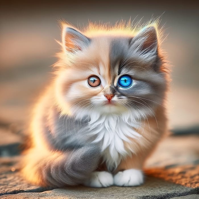 Adorable Cat with Striking Blue and Brown Eyes