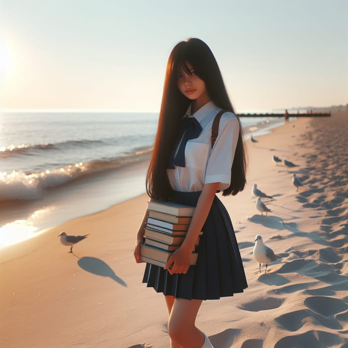 Schoolgirl at the Beach