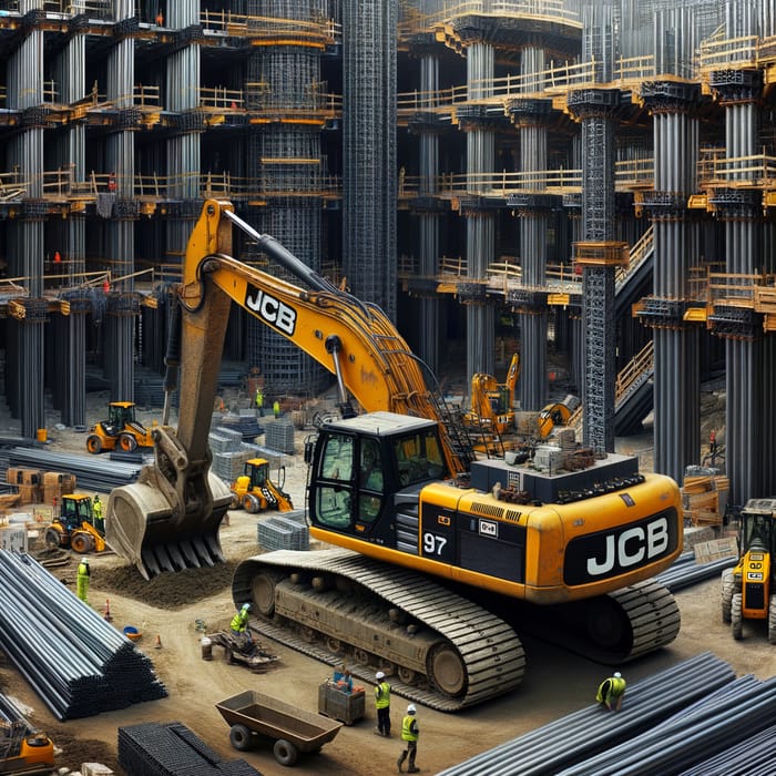 Massive JCB Machine Working on Construction Site