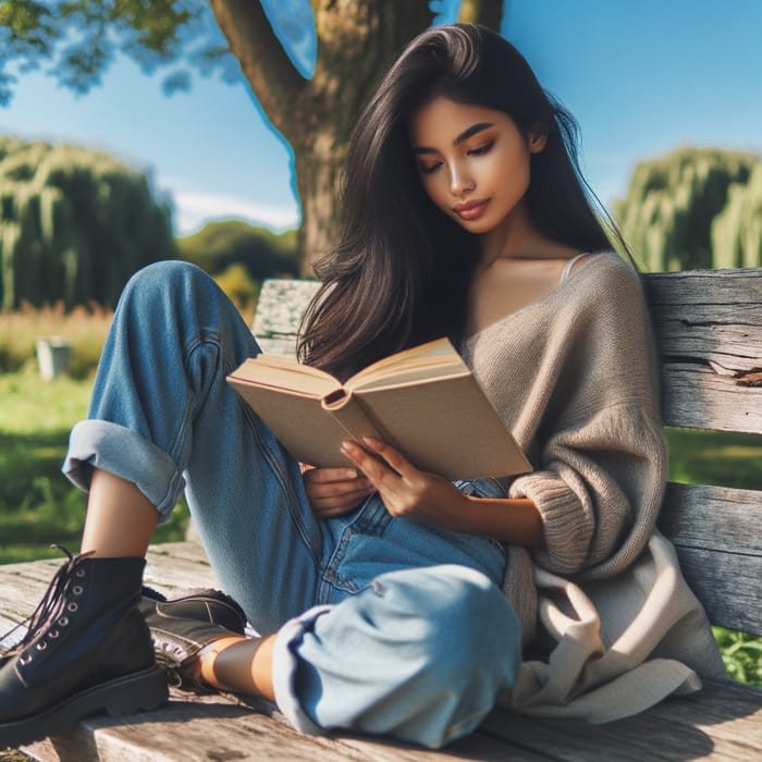 Girl Reading Book in Park | Relaxing Outdoor Reading Spot