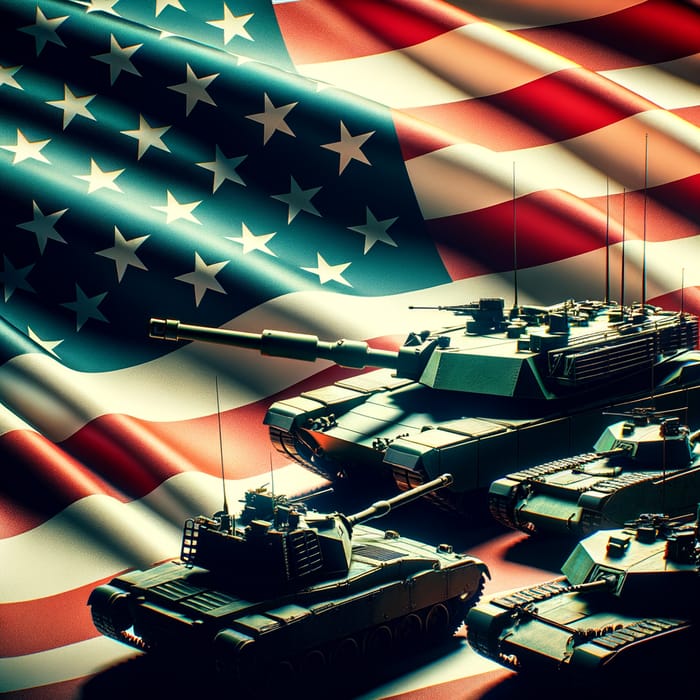American Flag and Tanks: Symbol of Strength and Unity