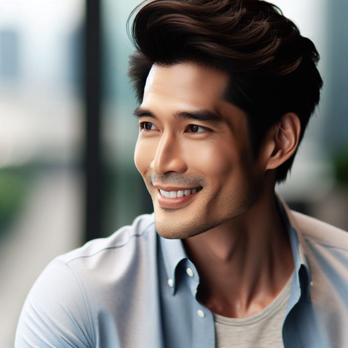 Handsome 32-Year-Old Man Smiling Sweetly | Cityscape Portrait