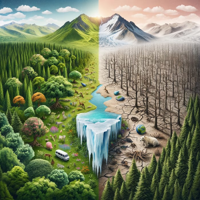Climate Change Effects - Green vs Barren Landscapes