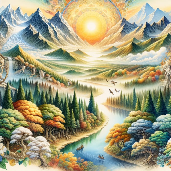 Watercolor Nature: Majestic Mountains, Vibrant Forests
