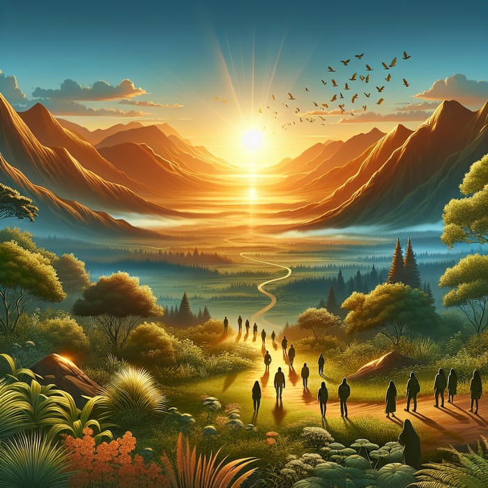 New Opportunities and Beautiful Sunrise Illustration