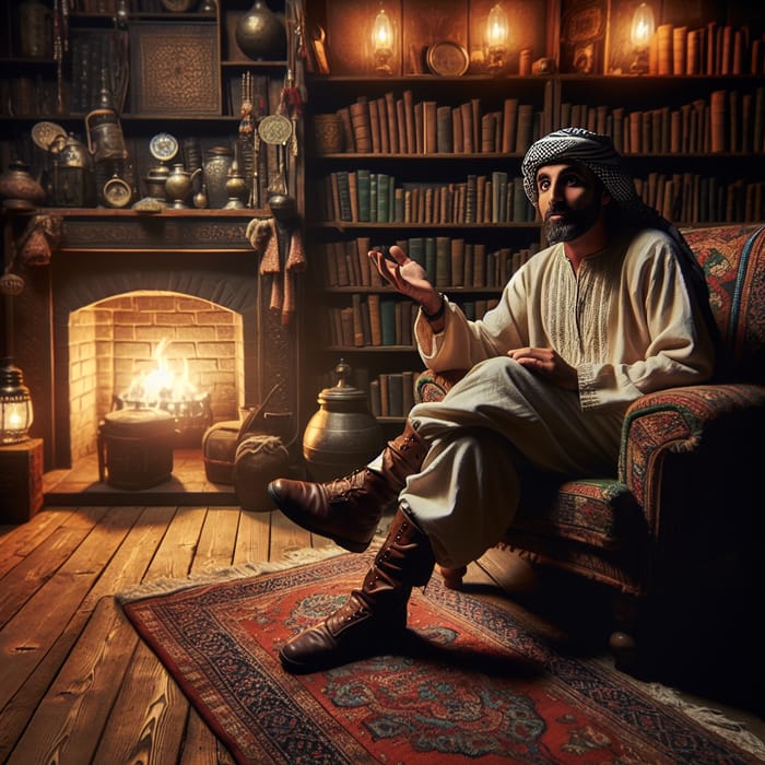 Cozy Room with Dim Lighting: Storyteller in Comfortable Chair