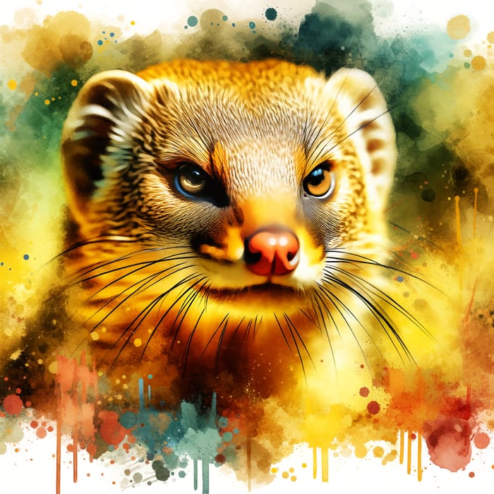 Intense Yellow Mongoose Watercolor Art