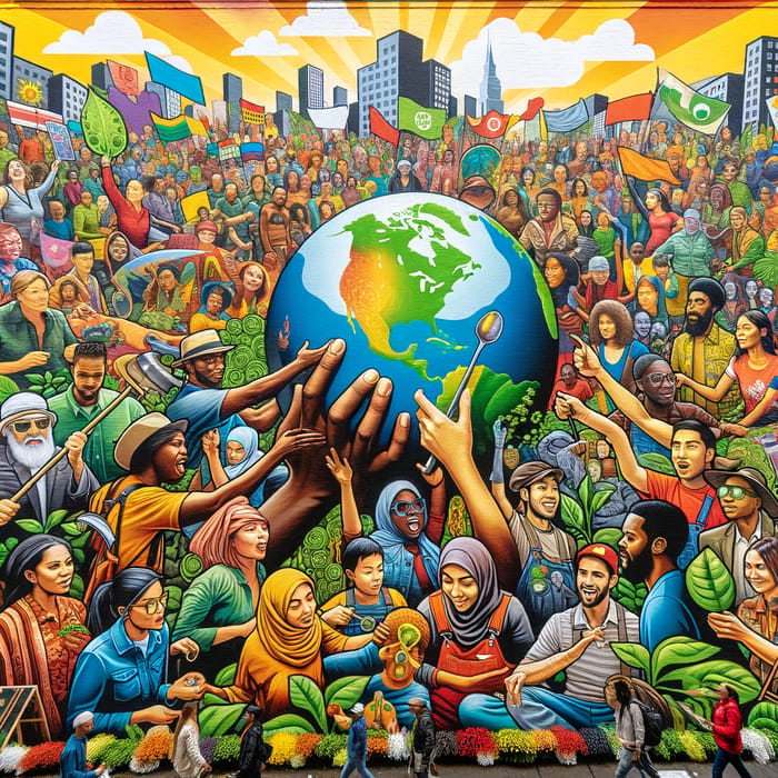 Vibrant Collage of Diverse People Embracing Sustainable Community Activities