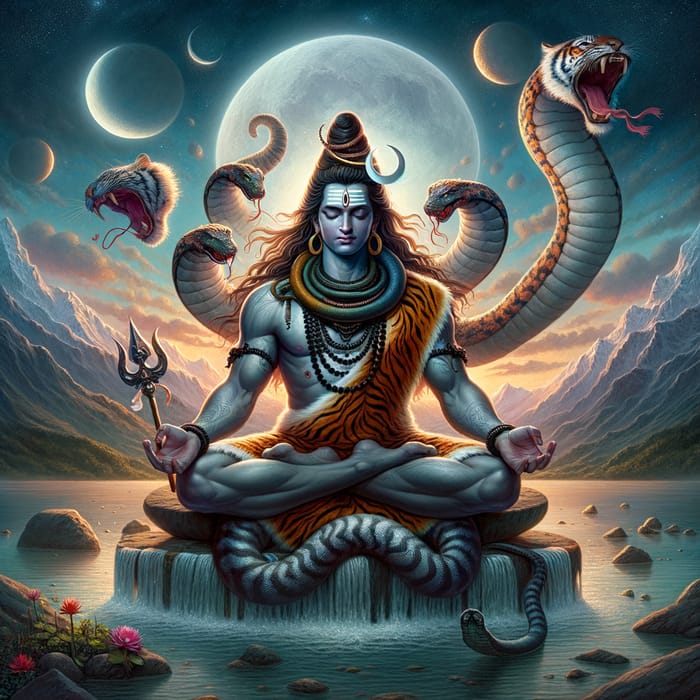 Tranquil Representation of Lord Shiva in the Himalayas
