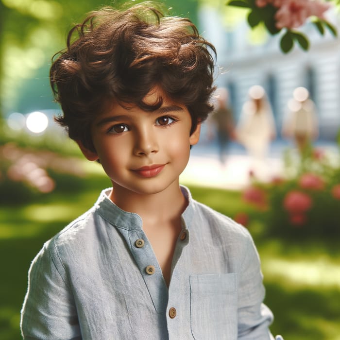 Charming Middle-Eastern Boy in Sunlit Park | A Beautiful Sight