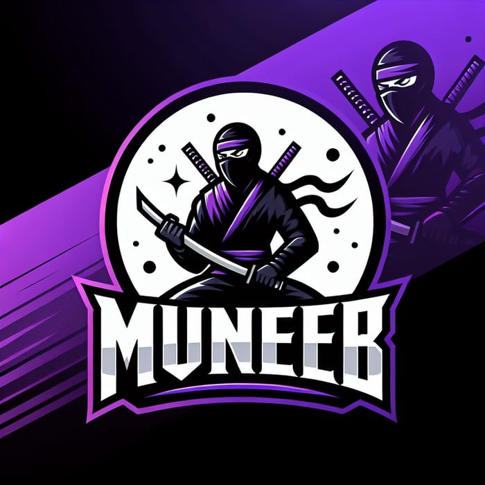MUNEEB Ninja Logo Design | Dynamic Purple Black Theme