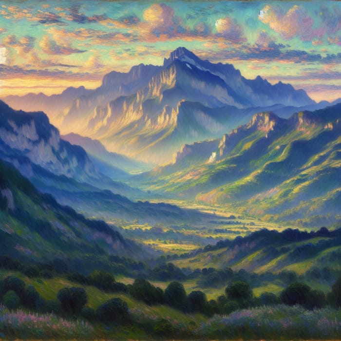 Impressionistic Mountain Landscape - Monet Inspired Art