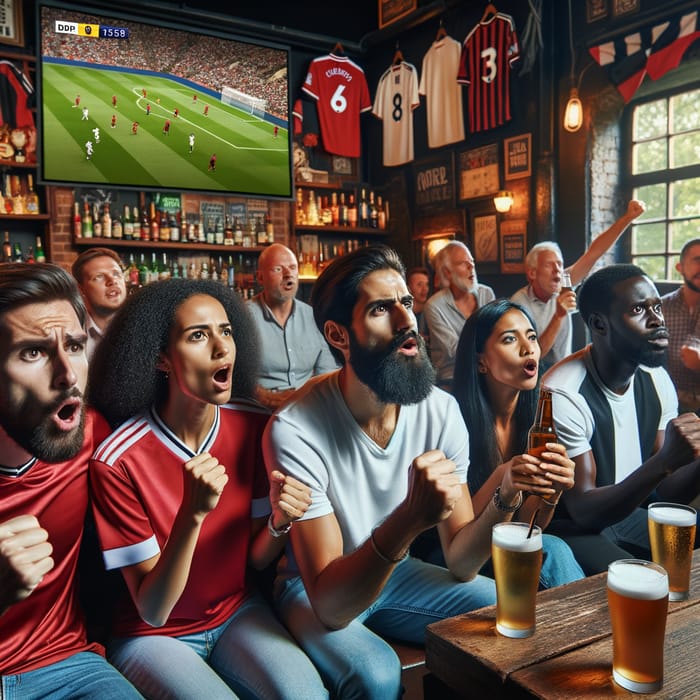 Exciting Football Fans Watch Premier League at Dynamic Sports Bar